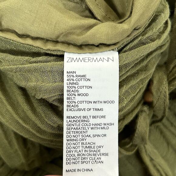 ZIMMERMANN Belted Crinkled Ramie and Cotton Blend Jumpsuit - Picture 7 of 11